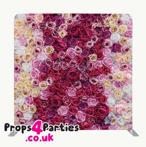 Mixed pink flower wall hire