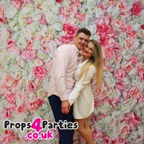 Pastel pink flower wall hire